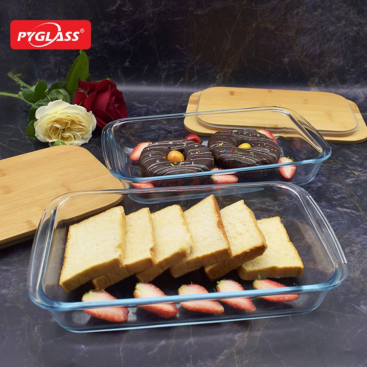 Rectangular Glass Bakeware Set with Bamboo Lids Buy Rectangle glass