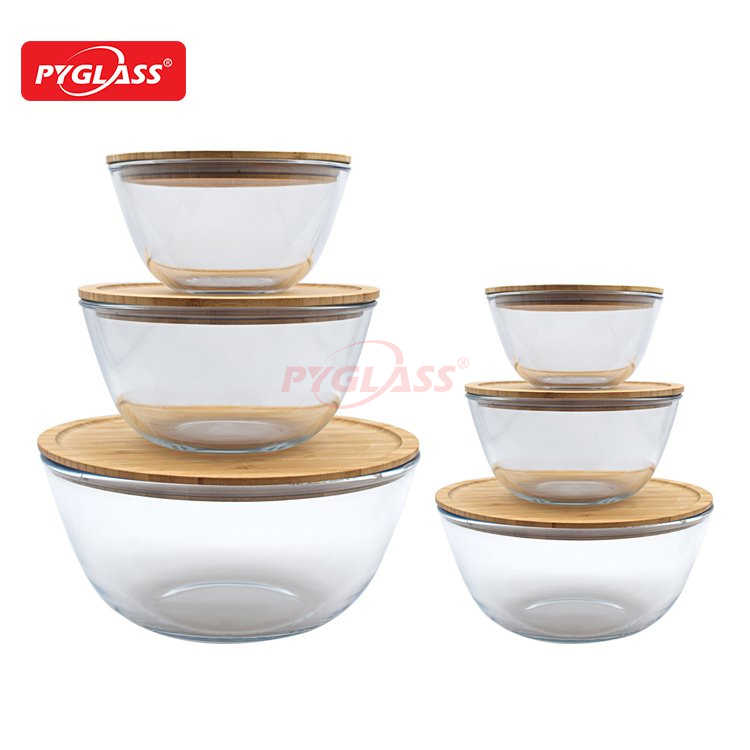 High Brosilicate Salad Bowl with Bamboo Lid Buy Glass mixing bowl